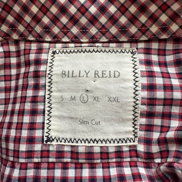 Billy Reid Other - Billy Reid Red & Cream Mini Check Button down Shirt sz L Slim Fit